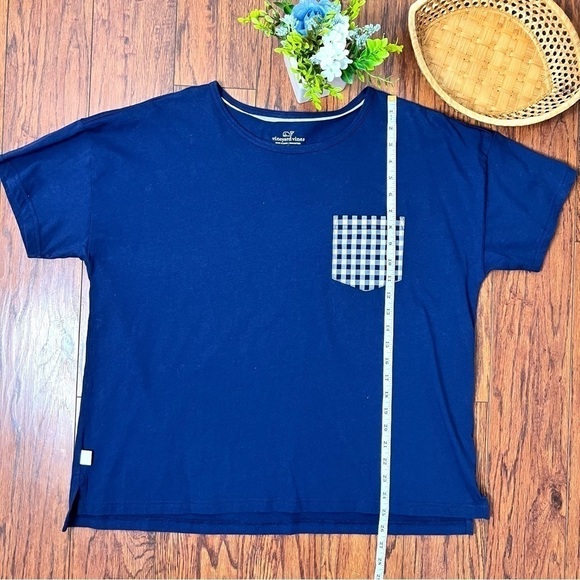 Vineyard Vines Blue Navy Preppy Gingham Pocket Short Sleeve Shirt Sz Extra Large - Picture 16 of 17